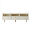 Mobile TV 160×40×55 cm - bianco e legno naturale - profilo basso con contenimento