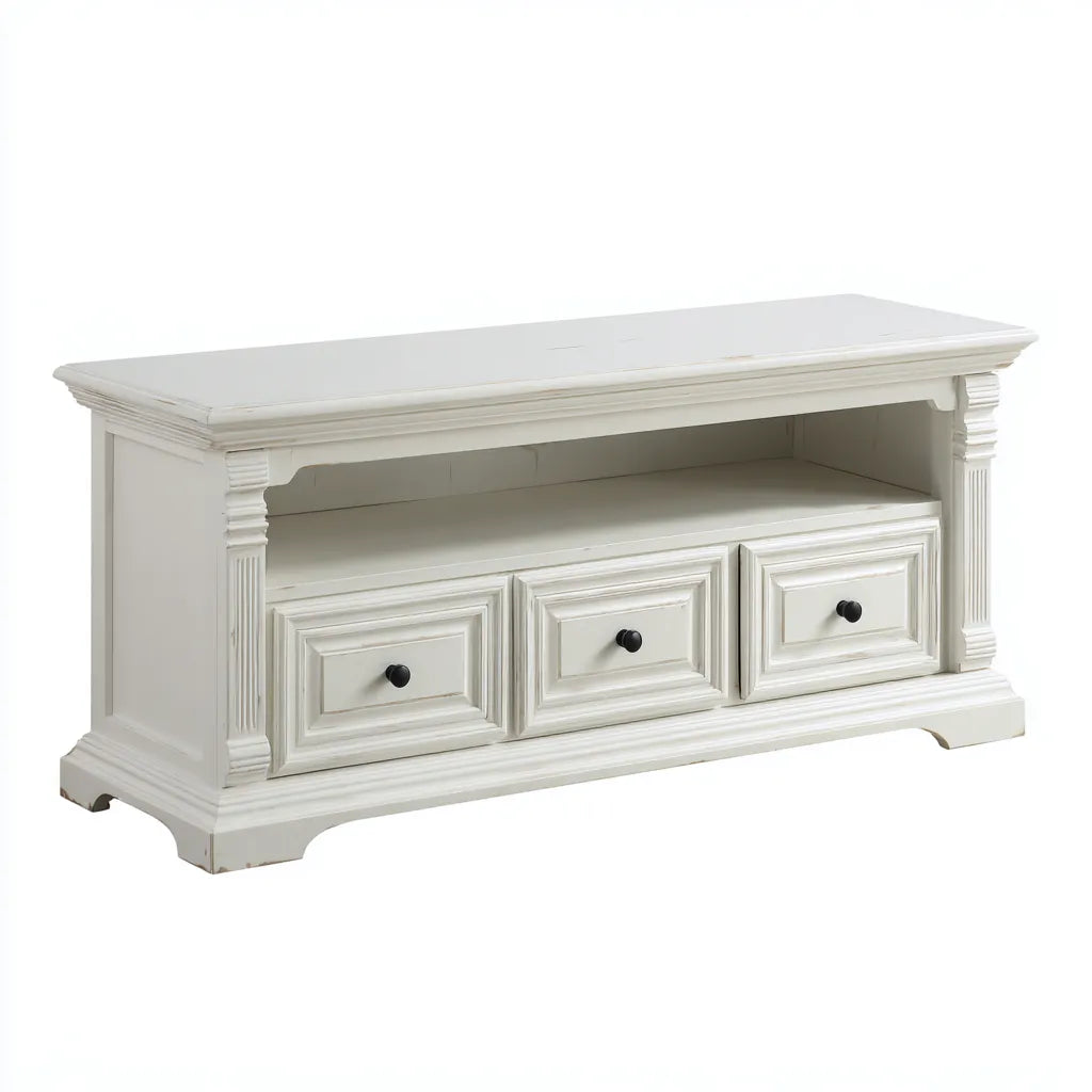Mobile TV 150×40×58 cm - bianco e legno naturale - design moderno con contenimento