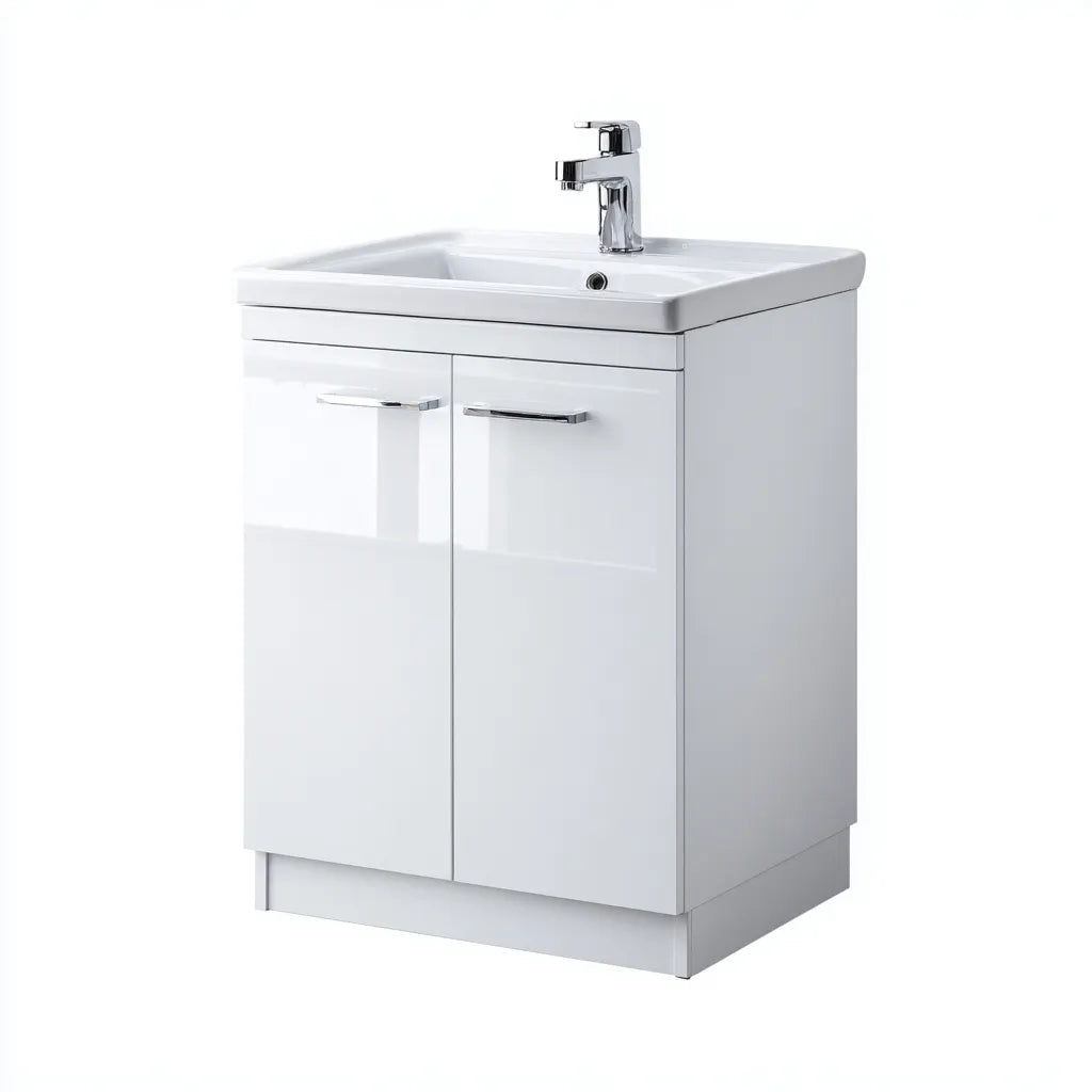 Mobile lavabo 60×46×82 cm - bianco - soluzione compatta con lavabo integrato