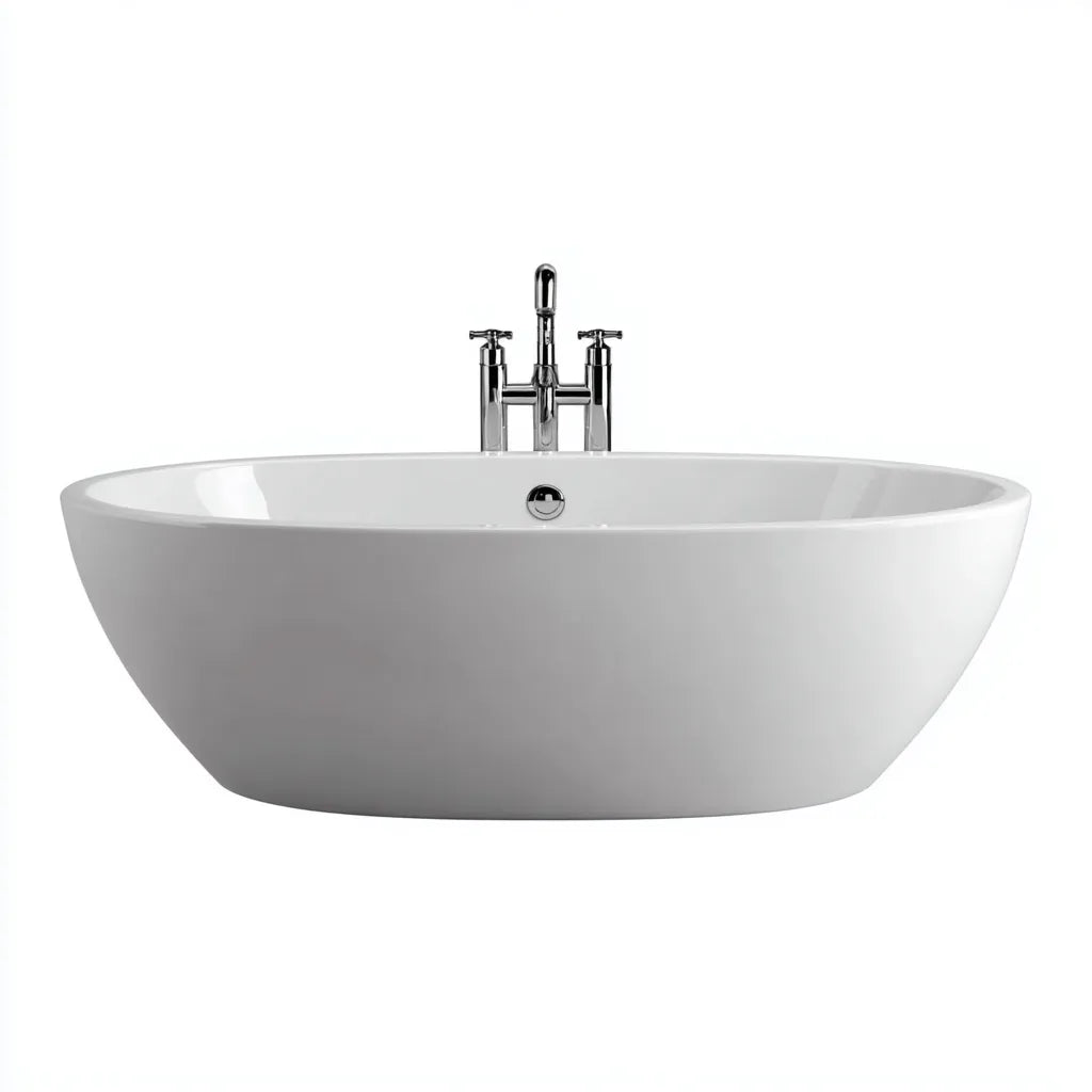 Vasca Bagno freestanding 170×80×58 cm – acrilico bianco – profilo ovale contemporaneo