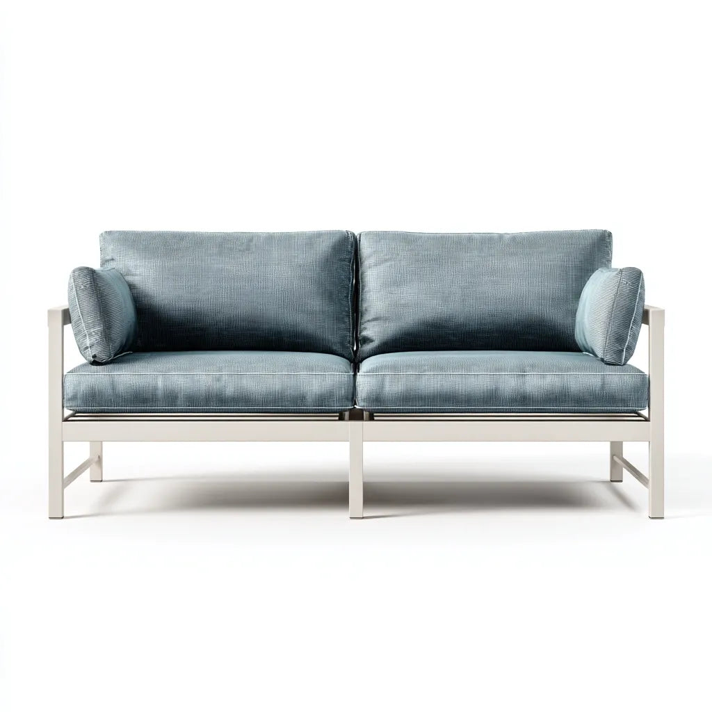 Divano da esterno 168×78×82 cm - azzurro grigio - struttura in alluminio e seduta in tessuto per terrazza moderna