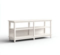 Mobile TV 145×40×58 cm - bianco e legno naturale - angoli arrotondati e stile moderno