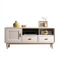 Mobile TV 145×38×52 cm - bianco e legno naturale - stile essenziale per soggiorno