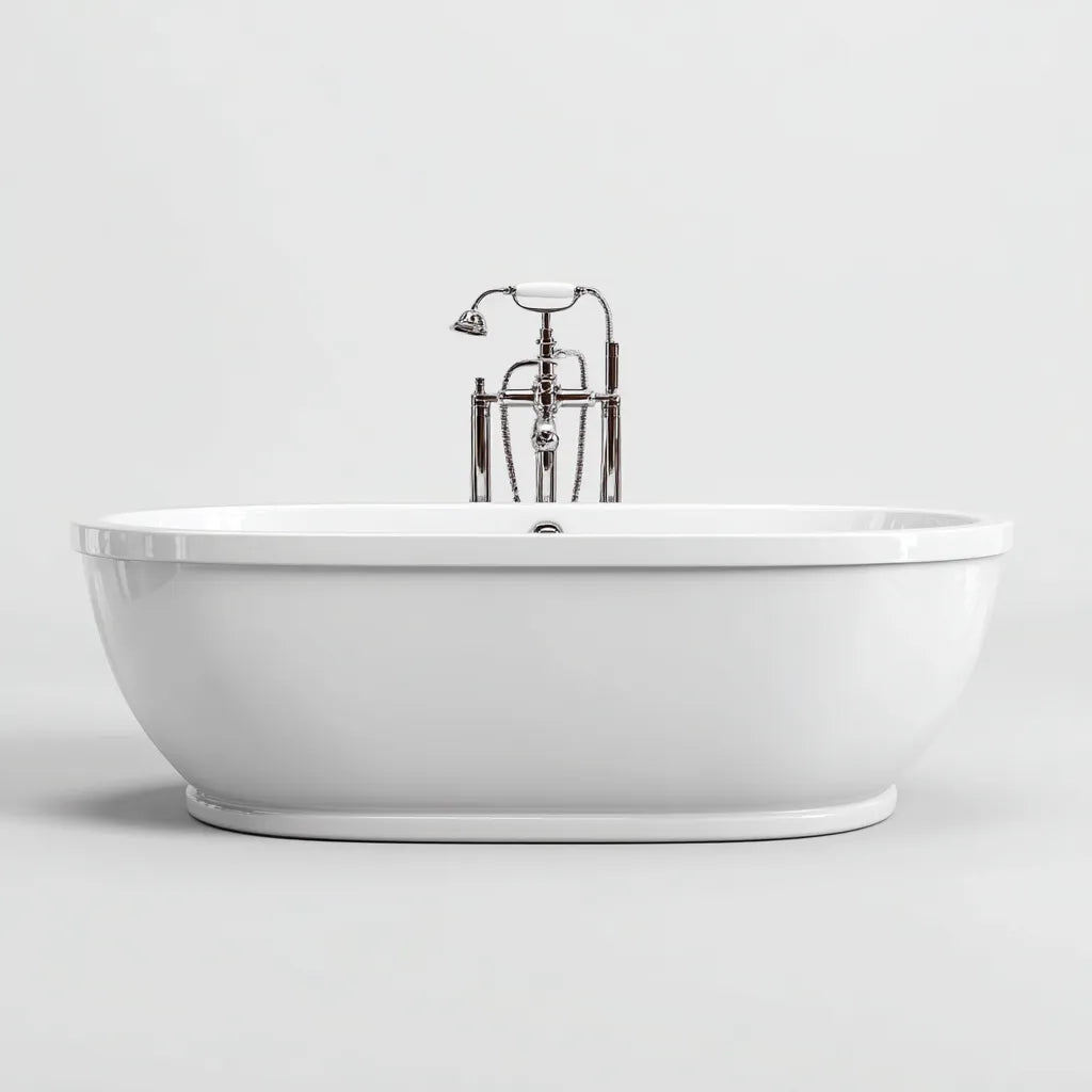 Vasca freestanding 168×76×60 cm in acrilico bianco - bordo definito e base sagomata