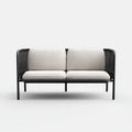 Divano da esterno 160×73×80 cm in metallo nero e tessuto beige - intreccio laterale moderno