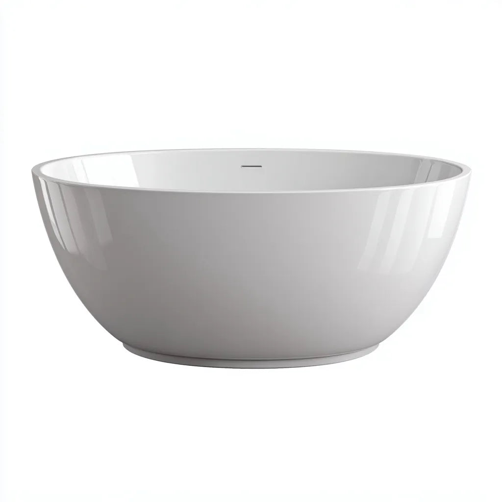 Vasca freestanding ovale 170×80×60 cm - materiale sanitario composito bianco - profilo ampio per bagno contemporaneo